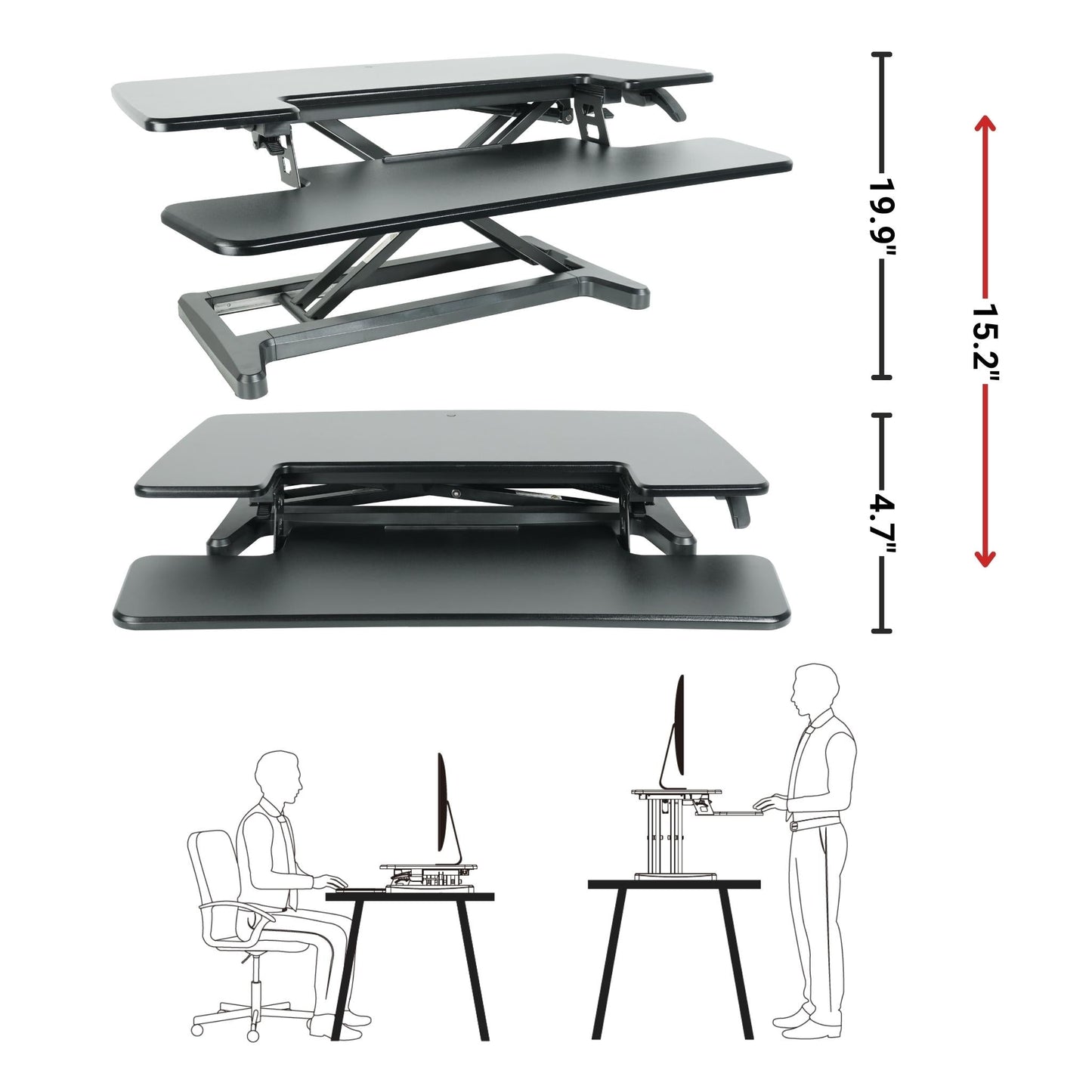 Mechanical Desk Converter height range