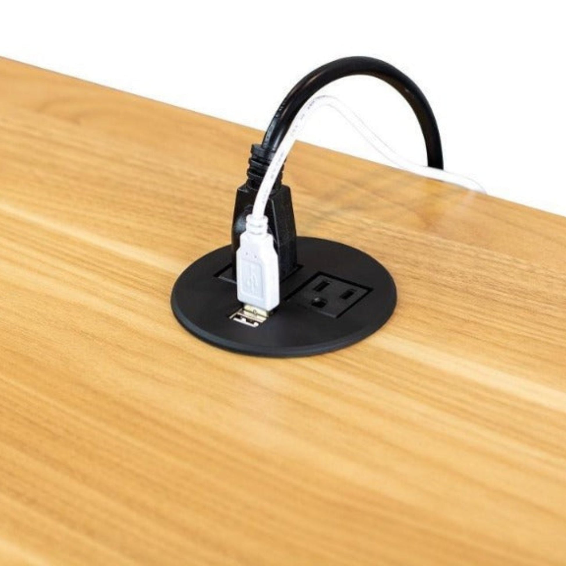 Round Tabletop Grommet w/ USB and AC Power black