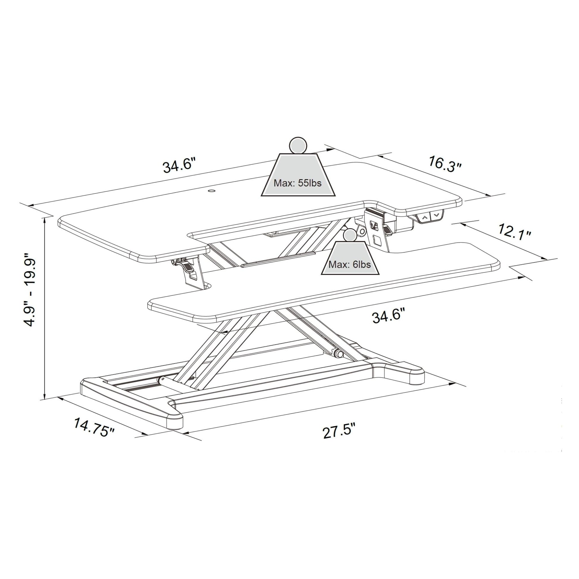 Electric Desk Converter dimensions